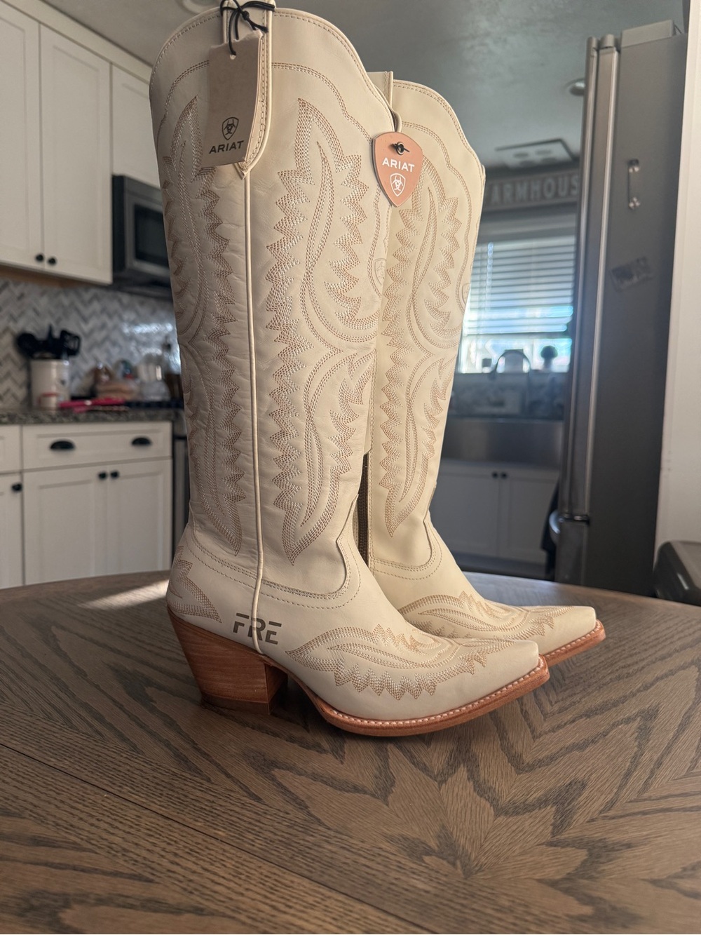 Ariat Blanco Cream Western Embroidered Over‑The‑Knee Boots